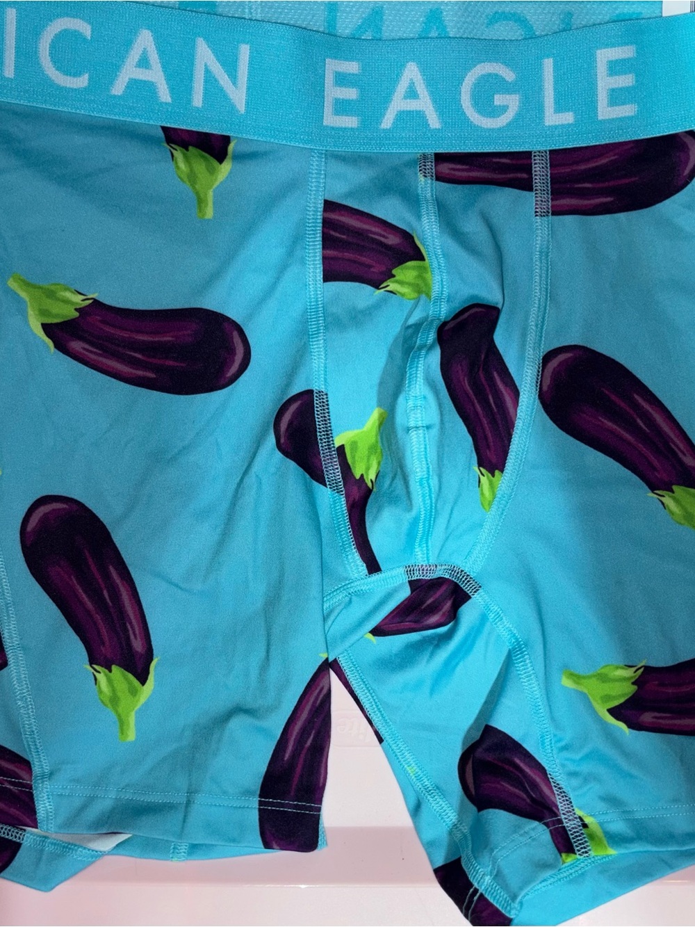 American Eagle Outfitters Men’s Aqua Eggplant Print Boxer Briefs- NWT- Size M